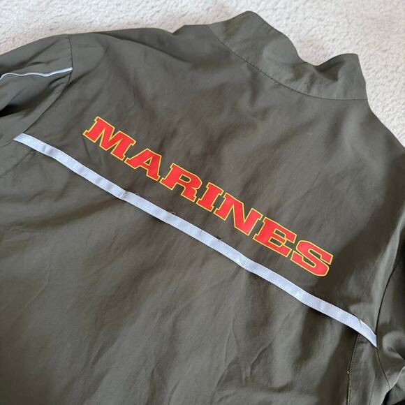 U.S. Marines Running Drawstring Zip Up Windbreaker Jacket Army Green Size S - Picture 6 of 12